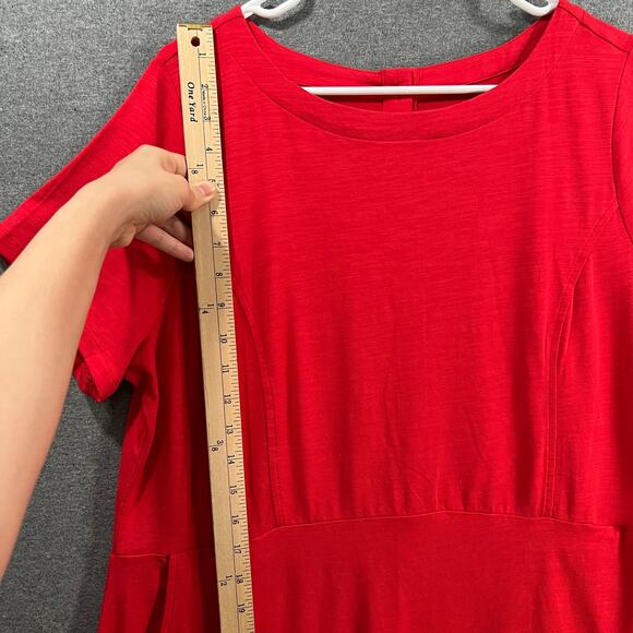 Joan Rivers Regular Cotton Blend Knit Midi Dress with Back Button Red Large - Picture 8 of 13